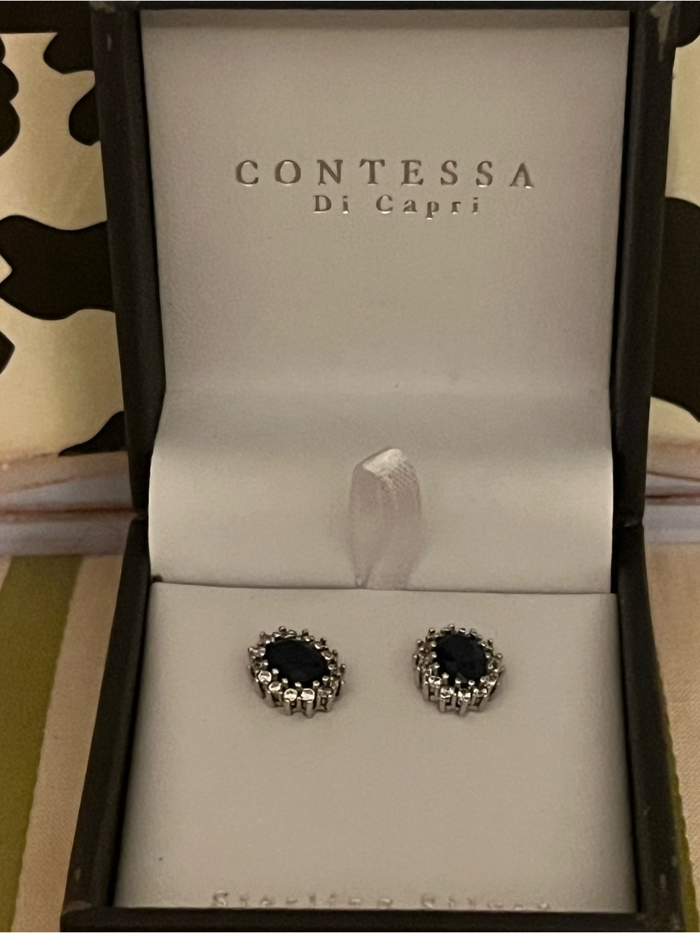 Sapphire Studs with CZ accents